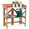 VASIP Outdoor Potting Bench, Solid Wood Foldable Garden Bench with Open Shelves for Patio, Garden, Backyard - 2 of 4