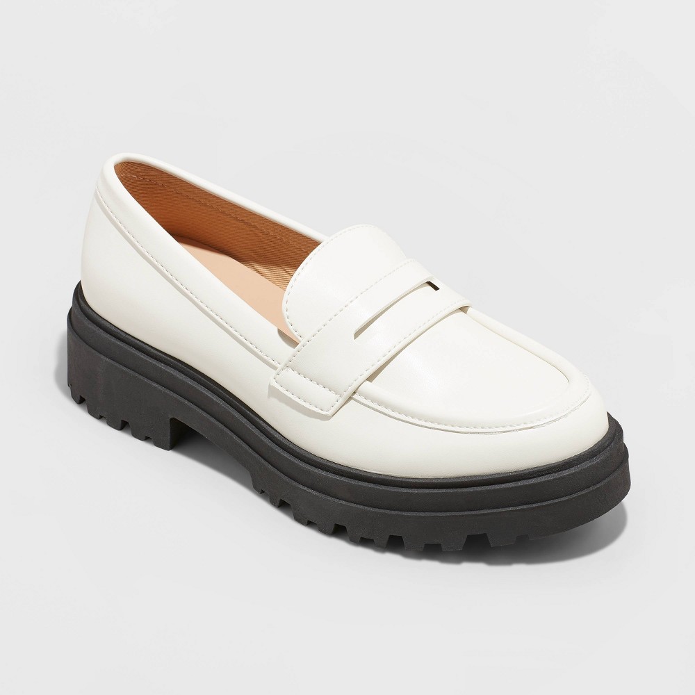 Women's Paris Wide Width Loafers - A New Day Off-White 9W