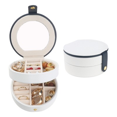 Unique Bargains PU Leather 2 Layer Storage Holder Jewelry Box for Women Girls Birthday Gifts
