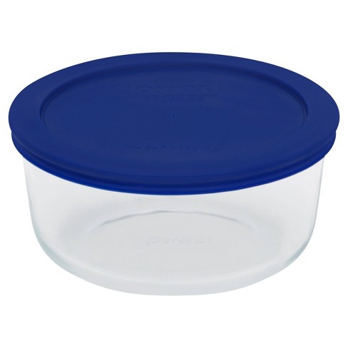 Pyrex 4 Cup Glass Round Storage Container Blue - image 1 of 2