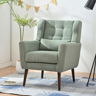 Runesay Chenille Accent Chairs with Pillow, Solid Wood Leg