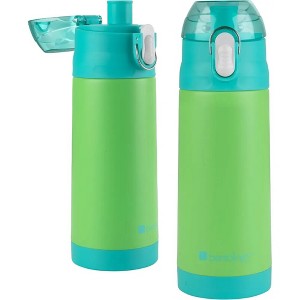 Bentology Stainless Steel 13oz Insulated Water Bottle - Reusable Spill Proof BPA-Free, Fits in Most Lunch Boxes - Keeps Drinks Colder - Green & Teal - 1 of 4