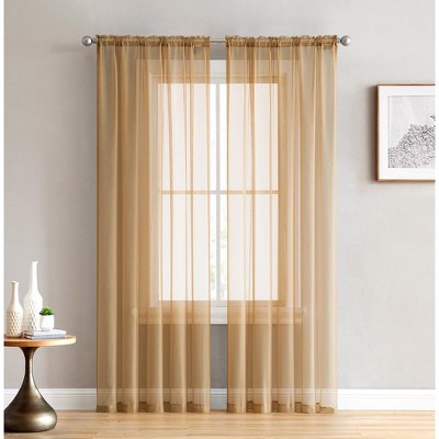 HLC.ME Sheer Voile Transparent Window Treatment Rod Pocket Curtain Panels - Set of 2