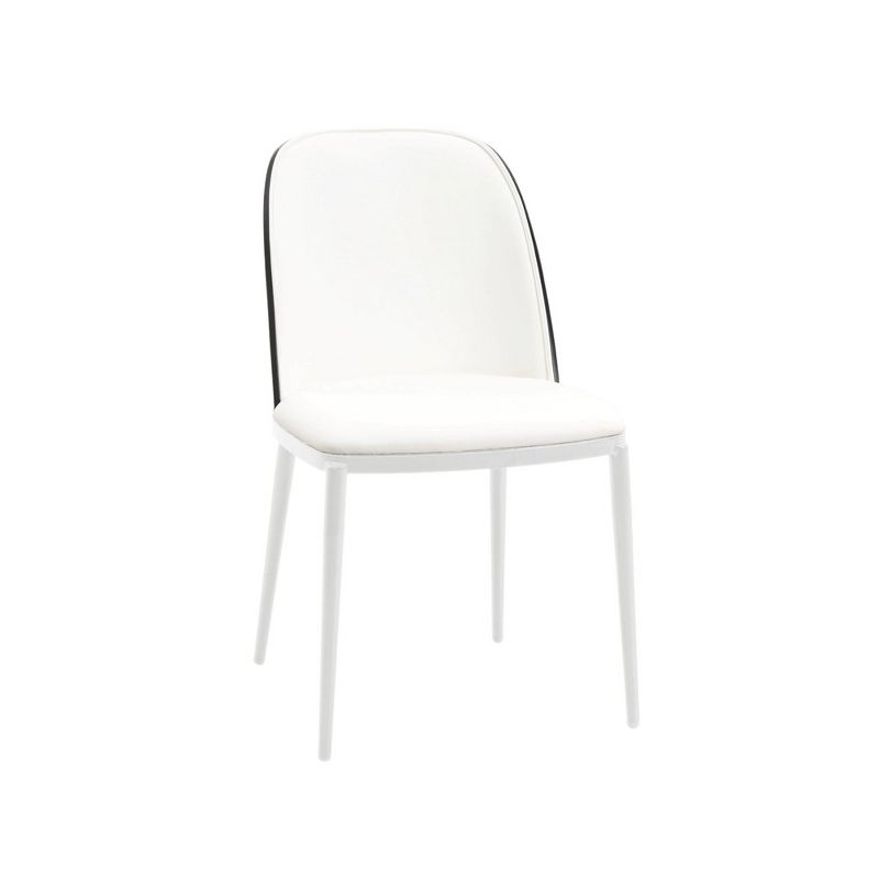 LeisureMod Tule Dining Chair with PU Leather/Velvet/Suede Seat and White Steel Frame, 1 of 11