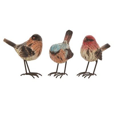 Transpac Medium Resin Colorful Woodgrain Bird Set of 3 Spring Home Decorations