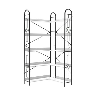 PDTEND White 5-Tier Modern Corner Bookshelf for Living Room, Bedroom, or  Office
