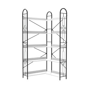 PDTEND White 5-Tier Modern Corner Bookshelf for Living Room, Bedroom, or  Office - 1 of 4