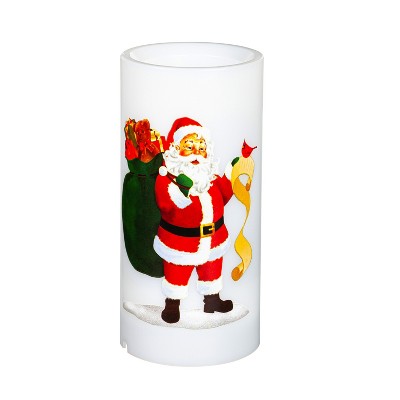 Evergreen LED Santa Pillar Table Decor with Projected Icons