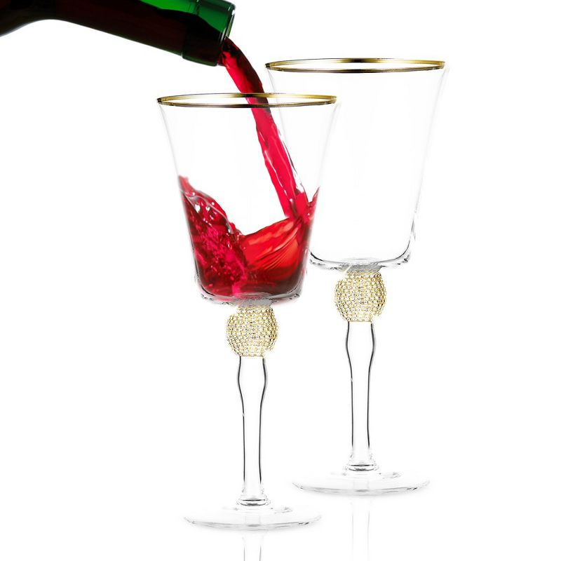 Berkware Luxurious Sparkling Studded Wine Goblet with Elegant Rim Design - 14.7oz, 1 of 12