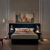 GDFStudio Noxon Modern Velvet Upholstered Bed Frame with Wingback Headboard, LED Lights, and 2 Floating Bedside Tables - 3 of 4