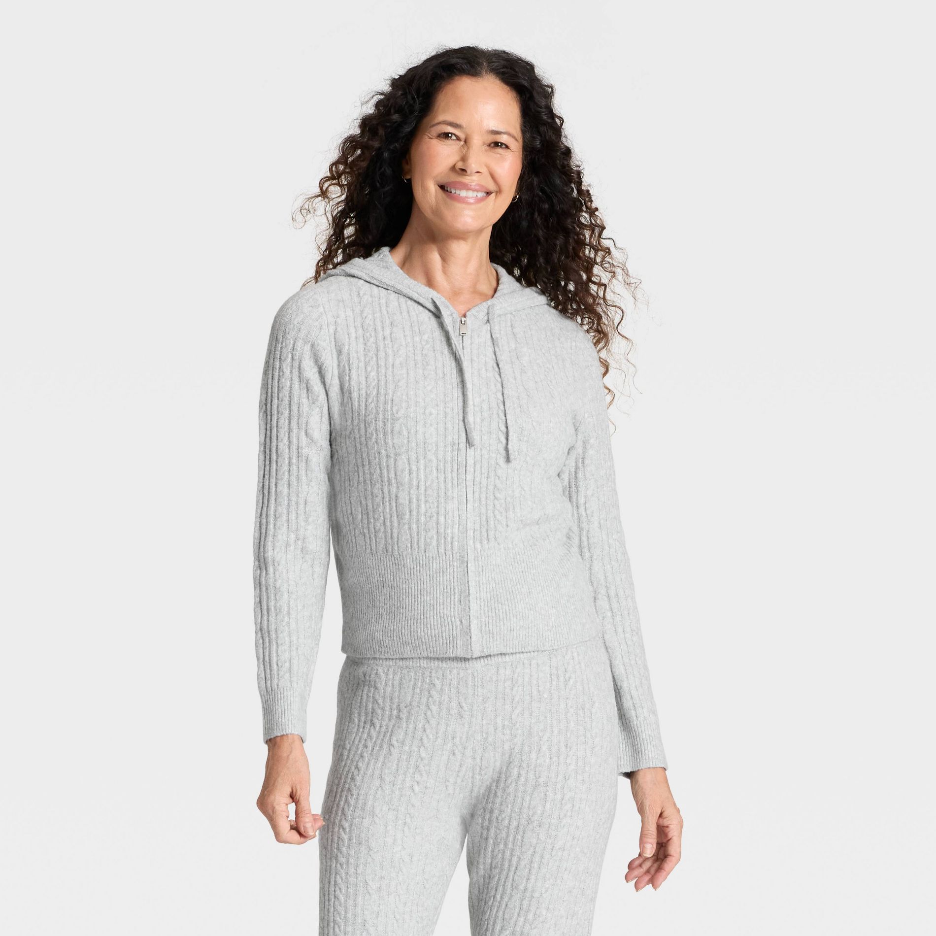 Women's Cozy Zip-Up Hoodie Cardigan - Universal Thread™ Gray M