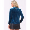Allegra K Women's Velvet Stand Collar Long Sleeve Elegant Casual Blouse - 3 of 4