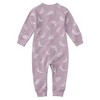 Owlivia Organic Cotton Footless Pajama, Baby Romper - Purple Feather - 2 of 2