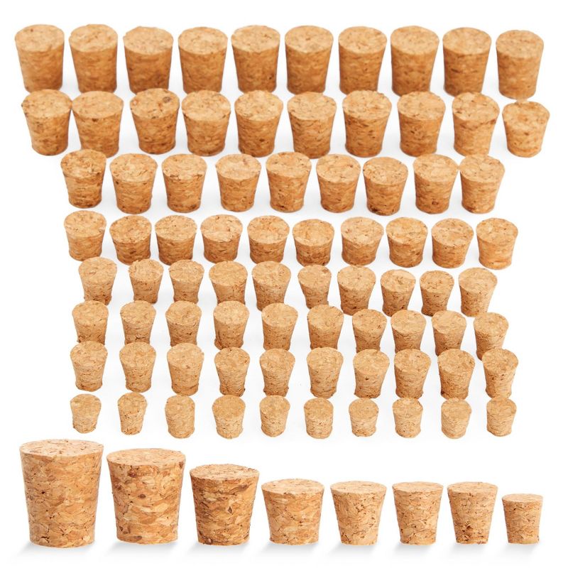 Juvale 80 Piece Small Tapered Cork Lids Stoppers for Jars and Bottles for Arts and Crafts (8 Sizes), 1 of 10