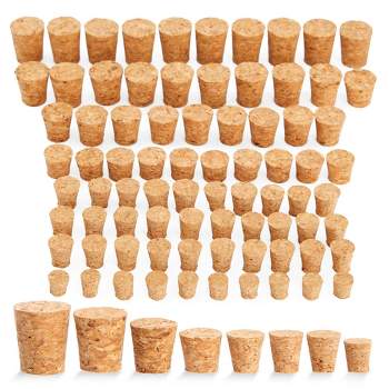 Juvale 80 Piece Small Tapered Cork Lids Stoppers for Jars and Bottles for Arts and Crafts (8 Sizes)