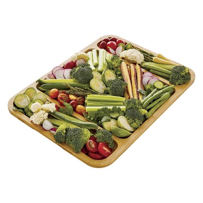 Bamboo Charcuterie Board with Clear Locking Lid and Compartments