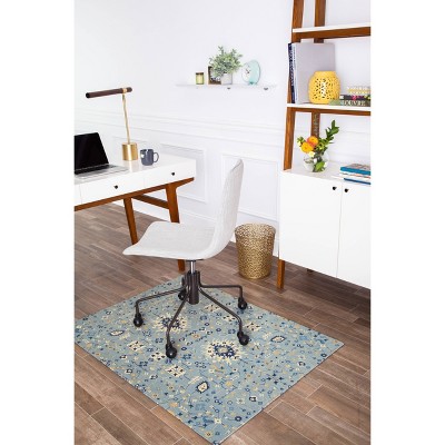 Blue and Beige Jacquard Polyester Office Chair Mat