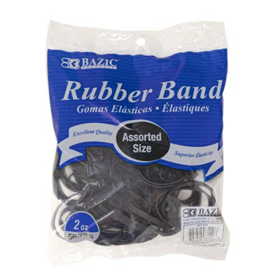 Bazic Products Rubber Bands, Assorted Sizes, Black, 2 oz./56.70 g (Case of 15)