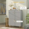 Resenkos Narrow Shoe Storage Cabinet - Wave-like Panels, Adjustable Shelves (Holds 12 Pairs), Gray - 2 of 4