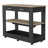 NicBex 2 Drawer Rolling Kitchen Island Cart with 2 Open Shelves and 6 Wheels,Kitchen Island on Wheels with Storage,Island Table for Kitchen - 4 of 4
