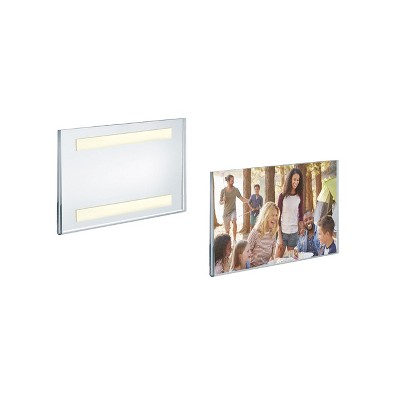 Clear Acrylic Horizontal Wall Photo Frame with Adhesive Tape, 6" x 4", 2-Pack