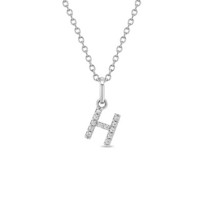 Girls' Cubic Zirconia Letter Sterling Silver Necklace - In Season Jewelry