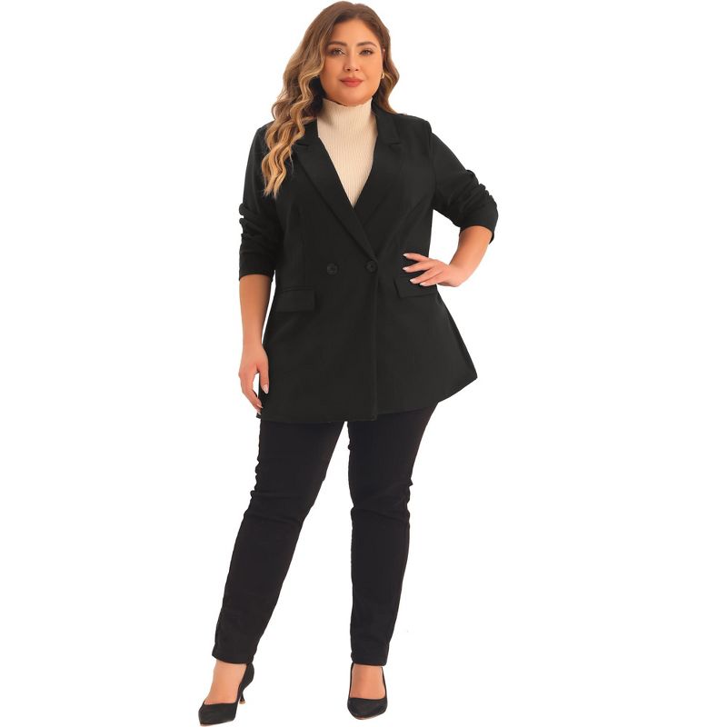 Agnes Orinda Women's Plus Size Lapel Button with Pockets Office Work Jackets Blazer, 3 of 6