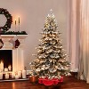 7.5ft Puleo Pre-Lit Flocked Full Princess Pine Artificial Christmas Tree Clear Lights: Incandescent, Easy Setup - 2 of 3