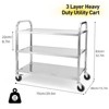 3 Tier Stainless Steel Utility Cart, Heavy Duty Trolley Rolling Cart with Handle and Locking Wheels - 2 of 4