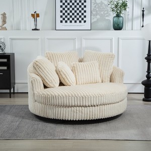 Hrinhom 60"W Oversized Faux Fur Upholstered Single Sofa Chair With 5 Pillows,Accent Chair - 1 of 4