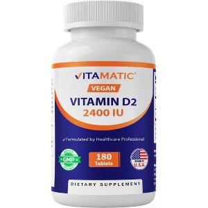 Vitamin D2 60 mcg 2400 IU - 180 Vegetarian Tablets - 1 of 4