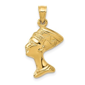 Black Bow Jewelry 14k Yellow Gold 3D Polished Egyptian Nefertiti Pendant - 1 of 4