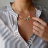 EVERLY JEWELRY | Yellow Plated Sterling Silver 1.12 CT TGW Blue Spinel Citrine, Pink White Sapphire, Ruby, Green Tourmaline Necklace 18 inc & 2 inc - 4 of 4