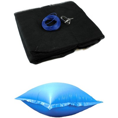 Swimline 12' Round Above Ground Leaf Net Pool Cover + Winter Closing Air Pillow