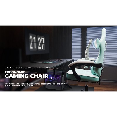 Vynxaria Ergonomic Gaming Chair with Footrest & Massage Lumbar Support - 300lb Max Capacity