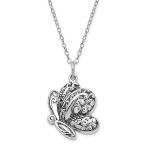 Black Bow Jewelry Antiqued Sterling Silver Butterfly Ash Holder Necklace, 18 Inch - 1 of 4