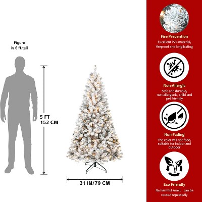 PAIHOME Flocked Christmas Tree – Snowy Artificial Holiday Tree and Sturdy Metal Stand for Home, Office, Apartment Decoration