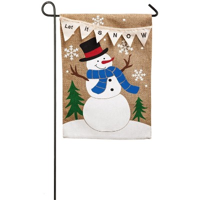 Evergreen Let it Snow Garden Burlap Flag