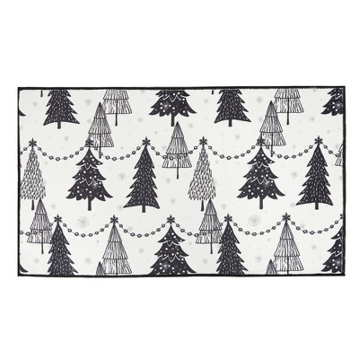 Levtex Home - Black and White Christmas Trees Rug 20"x34"