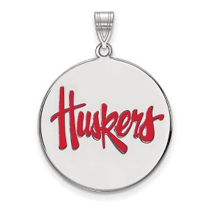 Black Bow Jewelry Sterling Silver Nebraska Cornhuskers NCAA Extra Large Pendant - 1 of 3