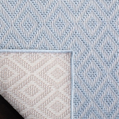 Light Blue Geometric Synthetic Indoor/Outdoor Area Rug