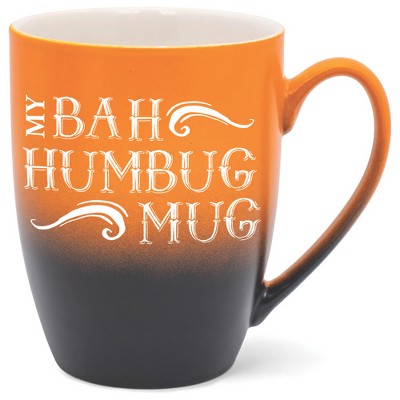 Elanze Designs My Bah Humbug Mug Two Toned Ombre Matte Orange and Black 12 ounce Ceramic Stoneware Coffee Cup Mug