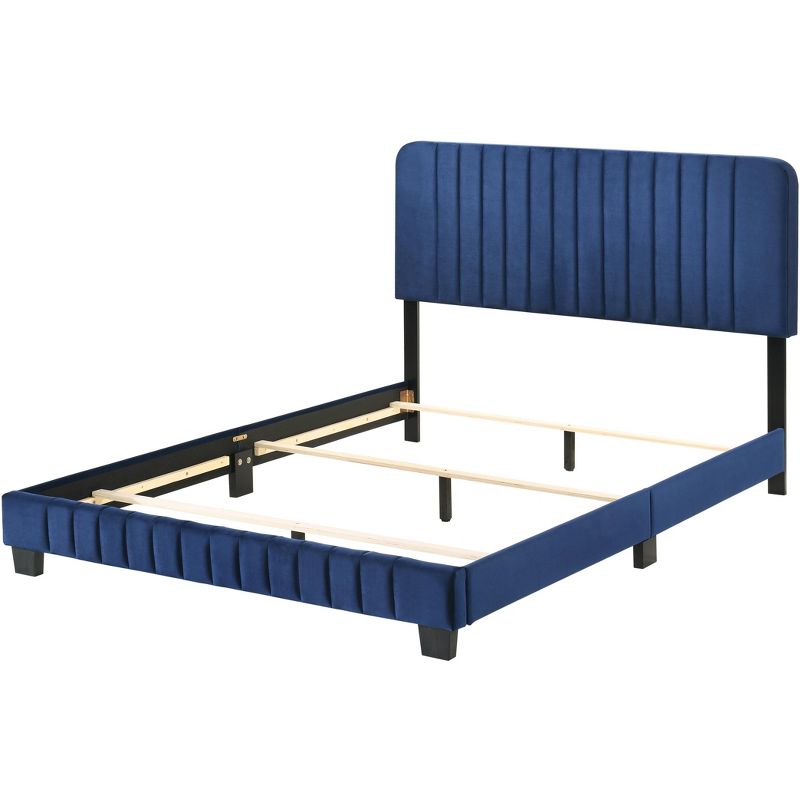 Passion Furniture Lodi Navy Blue Queen Panel Bed, 3 of 6