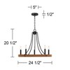Franklin Iron Works Navarro Black Wagon Wheel Chandelier 24 1/2" Wide Farmhouse Rustic Wood Ring 5-Light Fixture for Dining Room - 4 of 4