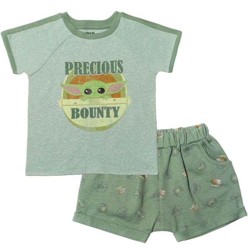 Star Wars The Mandalorian The Child T-Shirt and French Terry Shorts Outfit Set Toddler, 1 of 8