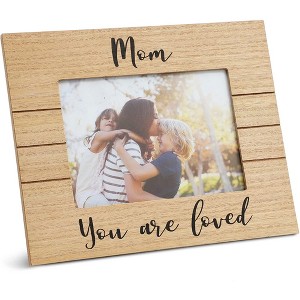 Juvale "Mom You are Loved" Wood Tabletop Picture Photo Frame for 5x7 Photo Mother's Day Gift, Brown 10"x7.5" - 1 of 4