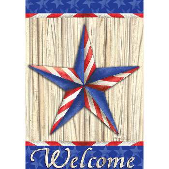 Briarwood Lane Patriotic Barnstar Primitive Garden Flag Welcome Red White and Blue 18" x 12.5"