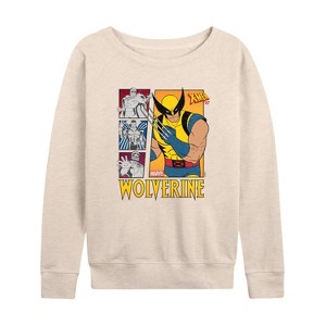 Women's - Marvel - Wolverine Vs Villians Lightweight French Terry Wide Neck Long Sleeve Shirt - 1 of 4