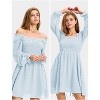 EXLURA Women's 2025 Summer Long Sleeve Party Swiss Dot Dress Smocked Ruffle Cocktail Mini Dresses - 4 of 4