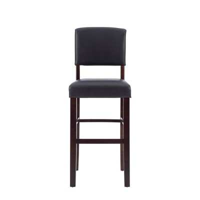 Espresso Elegance 30" Dark Brown Leather Upholstered Barstool